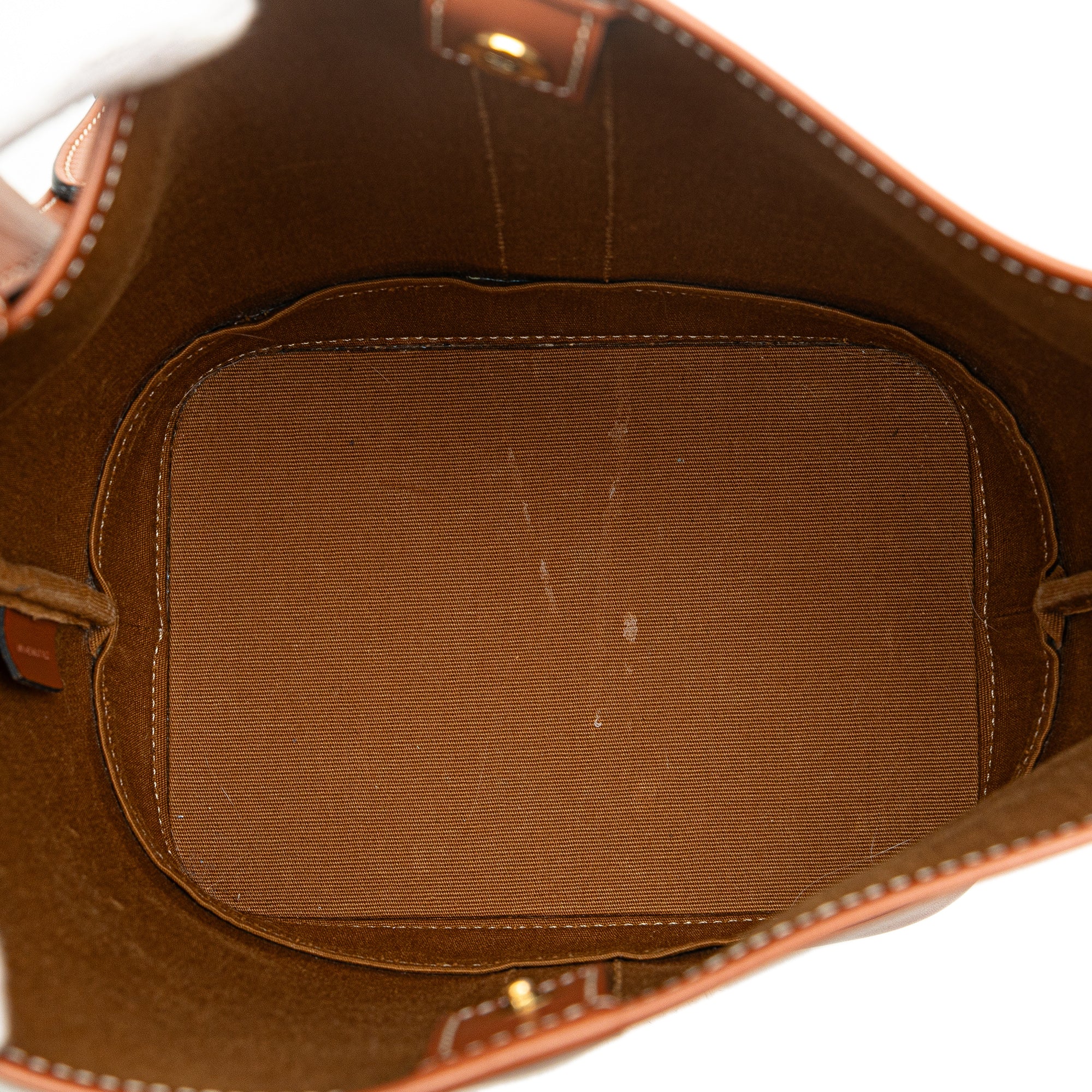 Celine | Pre-Owned Small Triomphe Coated Canvas Bucket Bag | Brown/Dark Brown