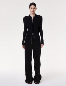 Women | Ribbed Collared Knit | Black