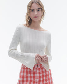 Womens | Rib Flare Top | Cream