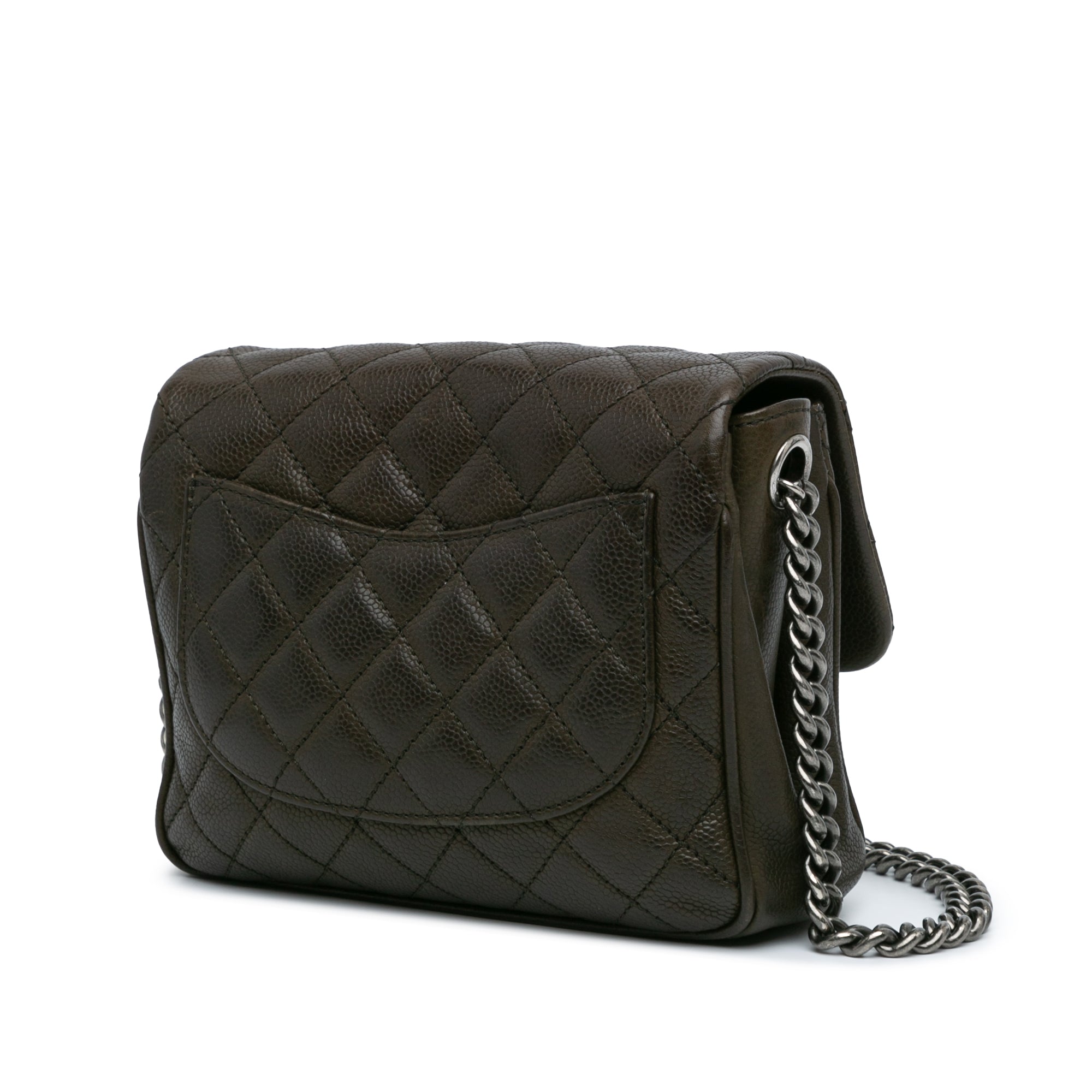 Chanel | Pre-Owned CC Quilted Caviar Crossbody | Brown/Dark Brown