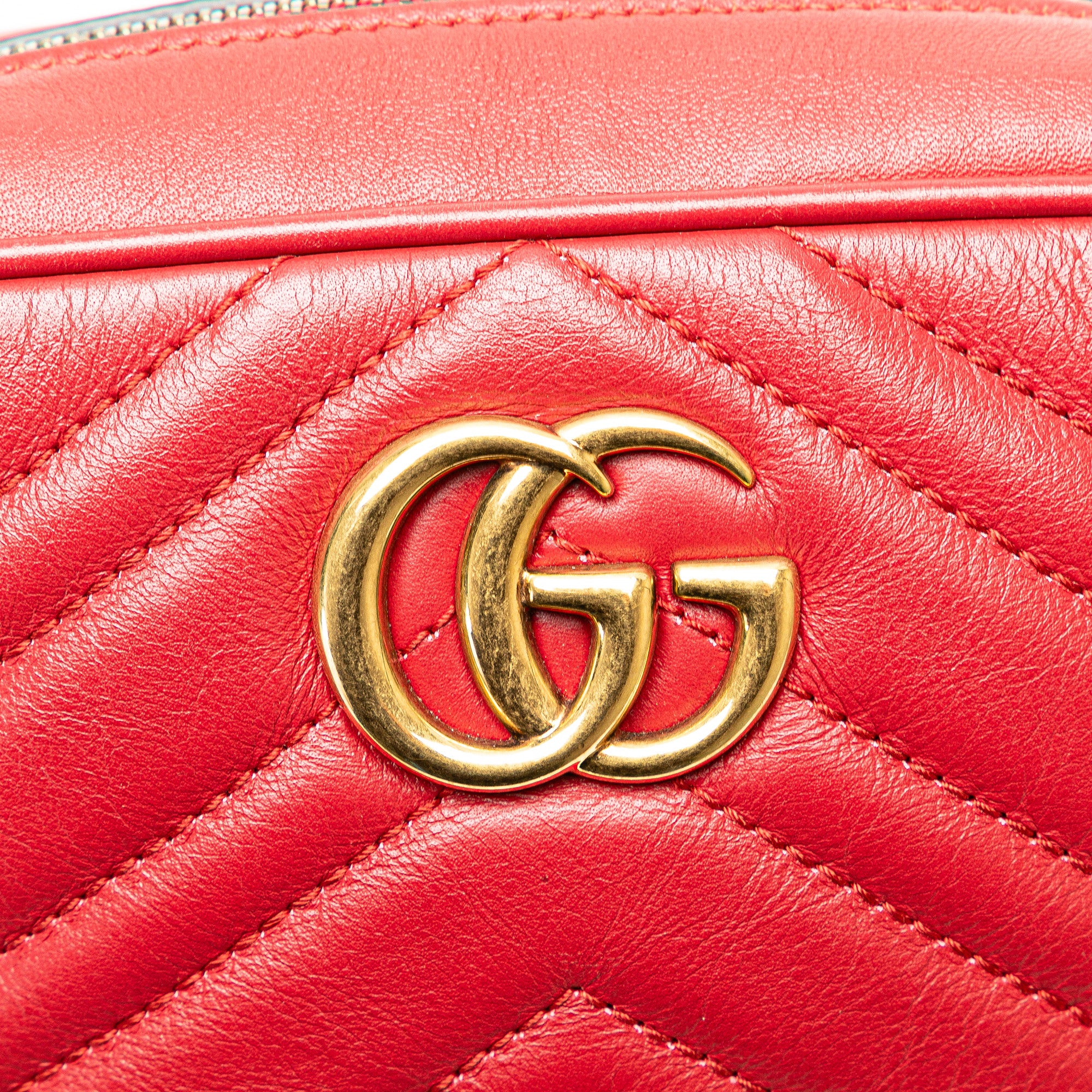 Gucci | Pre-Owned Mini GG Marmont Matelasse Leather Crossbody | Red