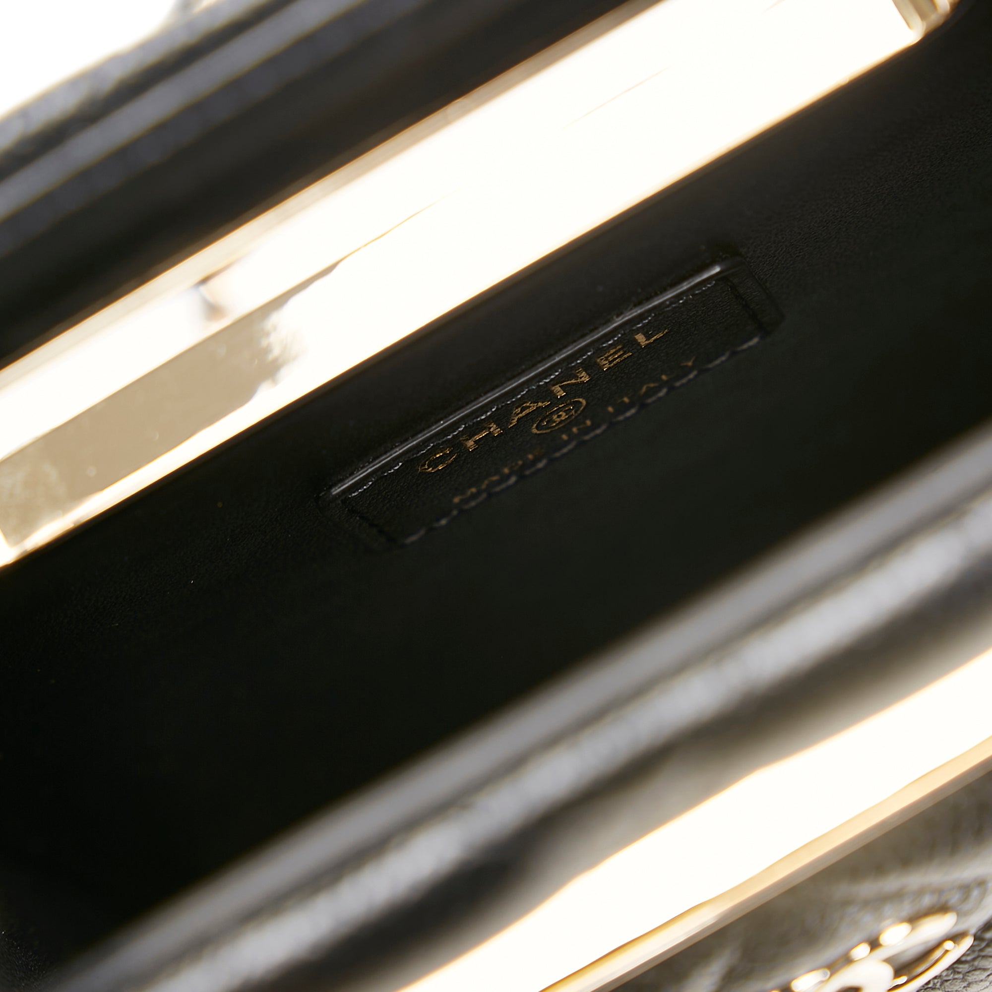 Chanel | Pre-Owned Mini Caviar Chain Around Cut Out Evening Bag | Black