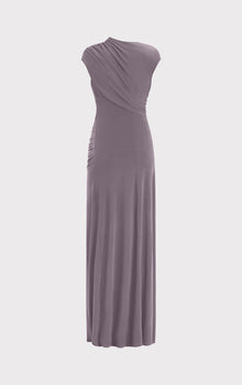 Ruched Matte Jersey S/L Draped Gown | Iron