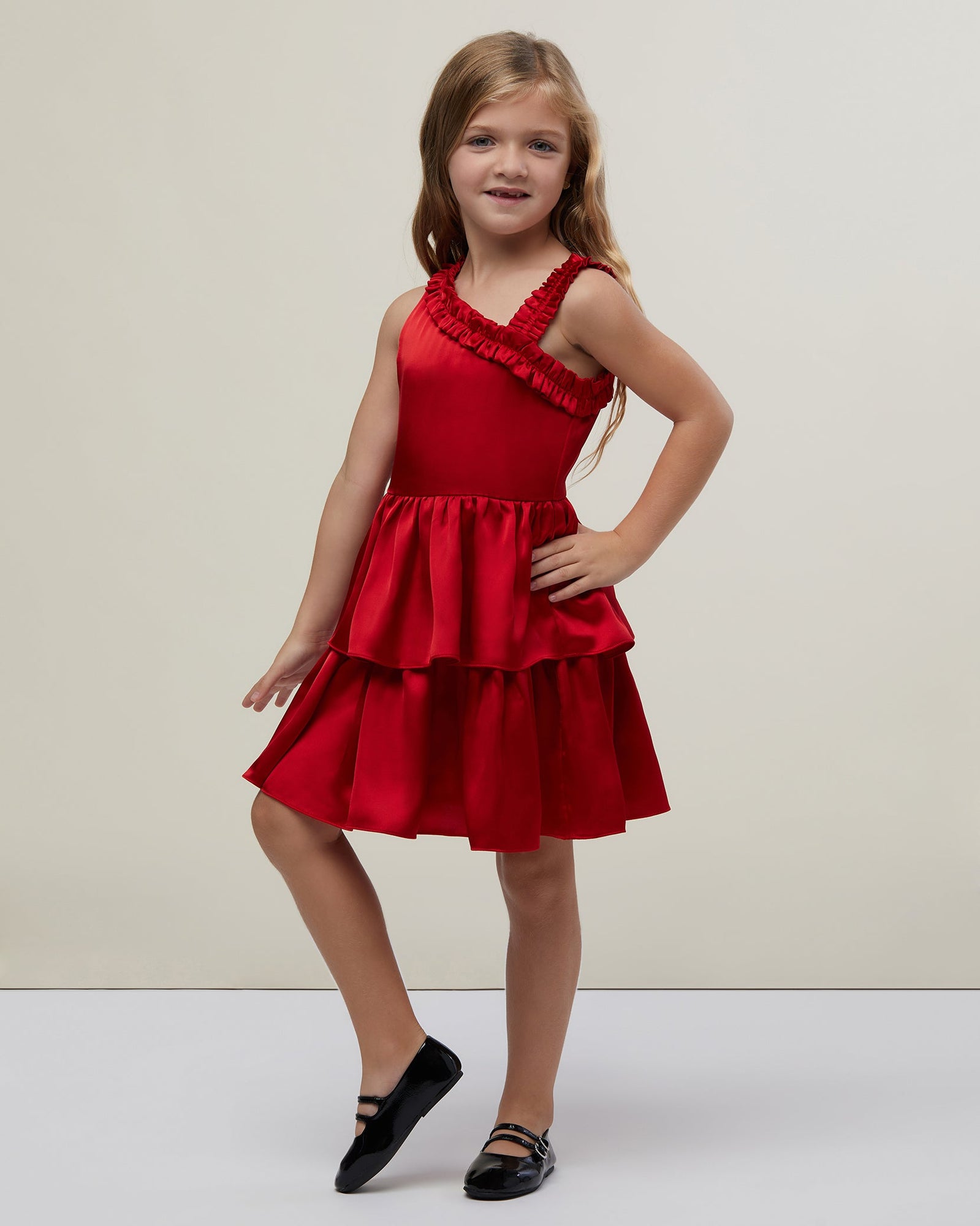 Girl's Ruffle Dress | Cherry Red