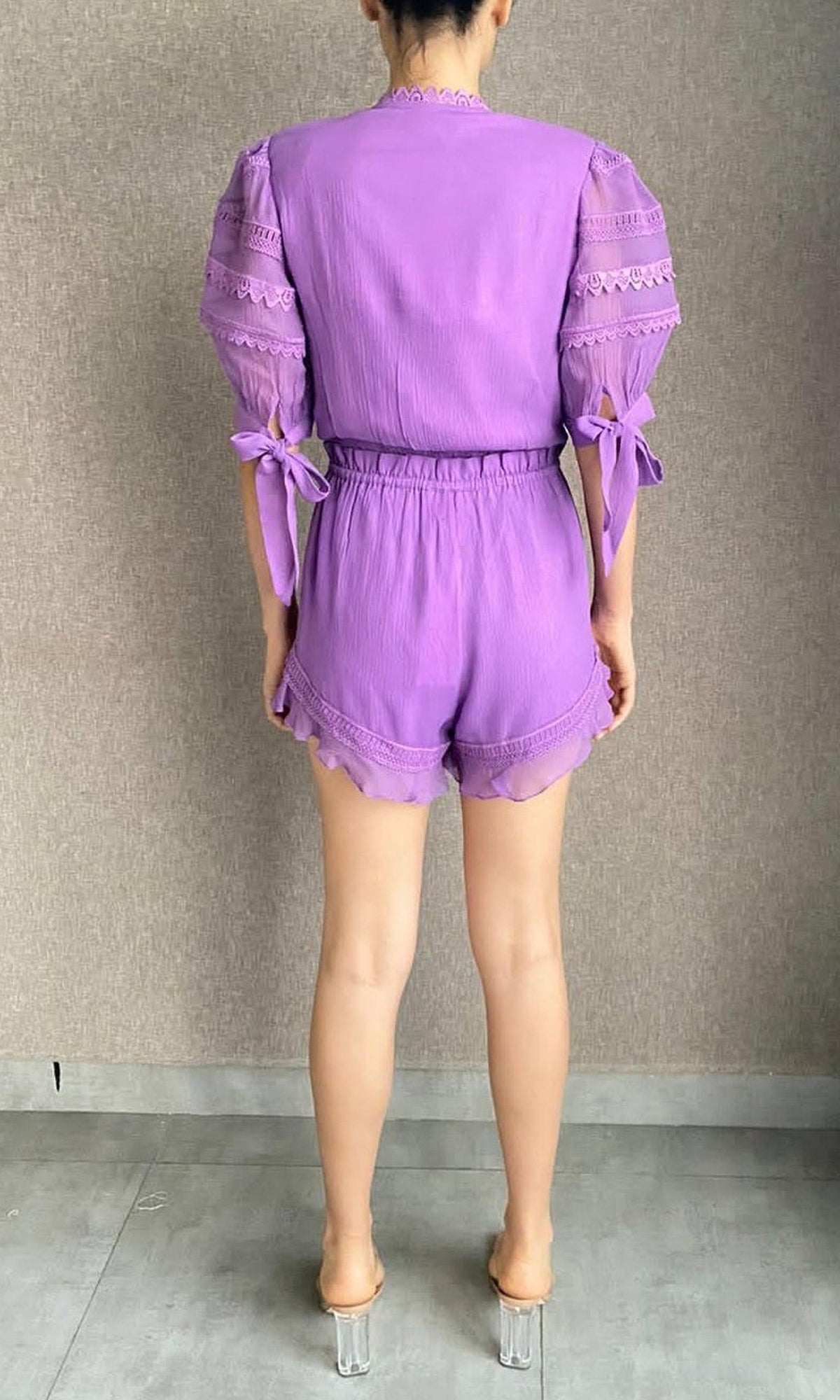 Womens | Alana Viscose Crinkle Chiffon Shorts | Purple