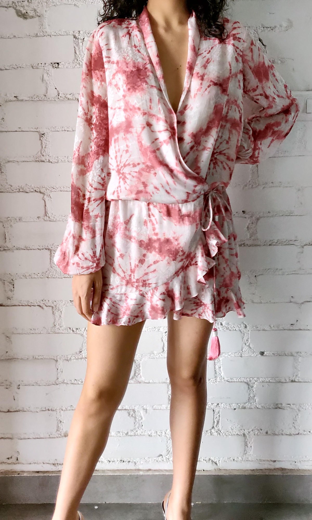 Rococo Sand | Ava Viscose Crepe Jacquard Short Dress | Rose Wood