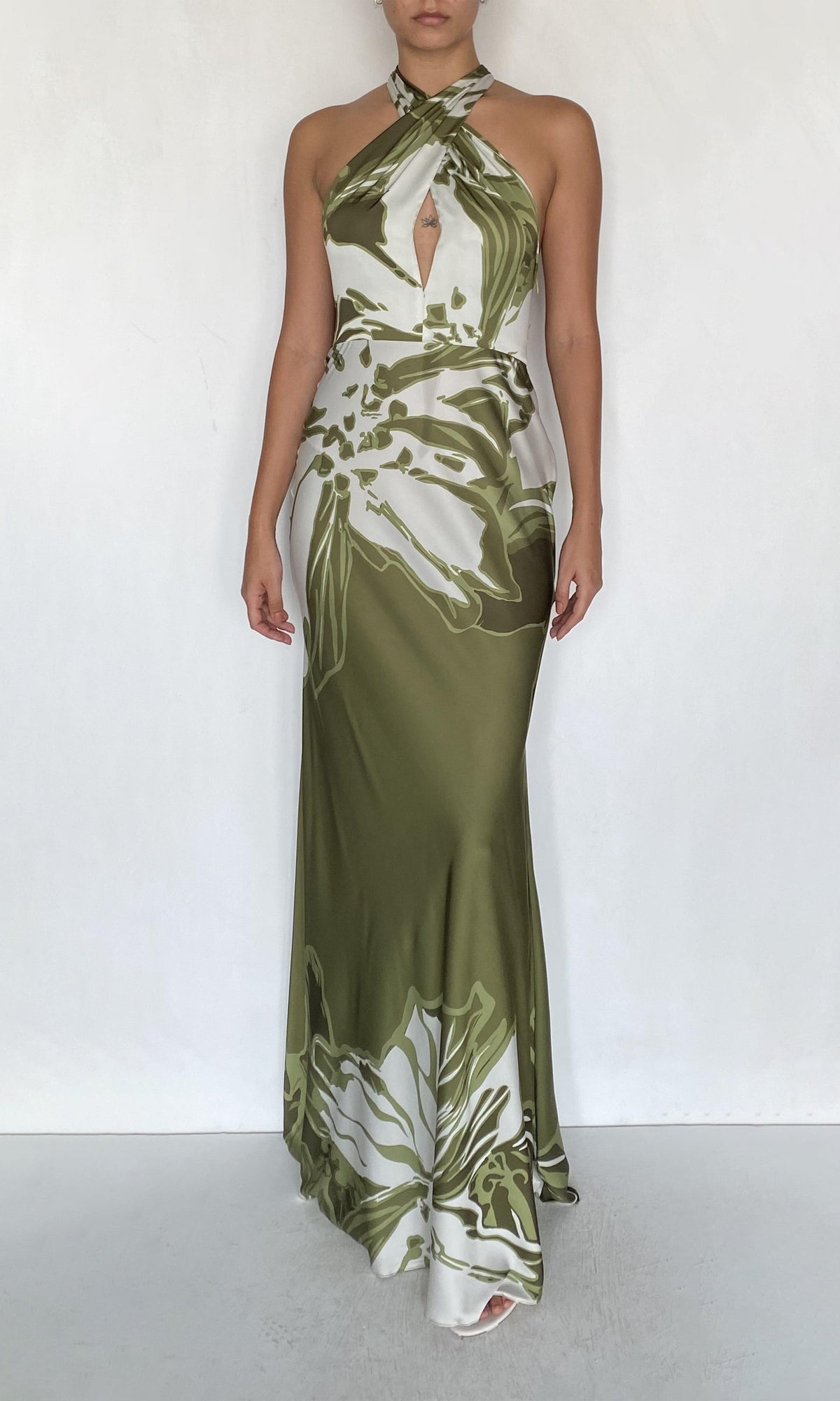 Womens | Avo Viscose Satin Maxi Dress | Green