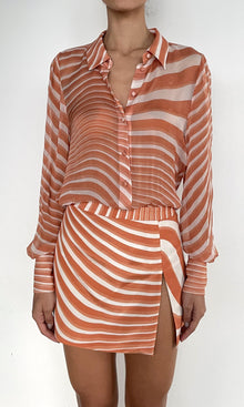 Rococo Sand | Czar Heavy Viscose Crinkle Chiffon & Viscose Natural Crepe Short Shirt Dress | Off-White Brown