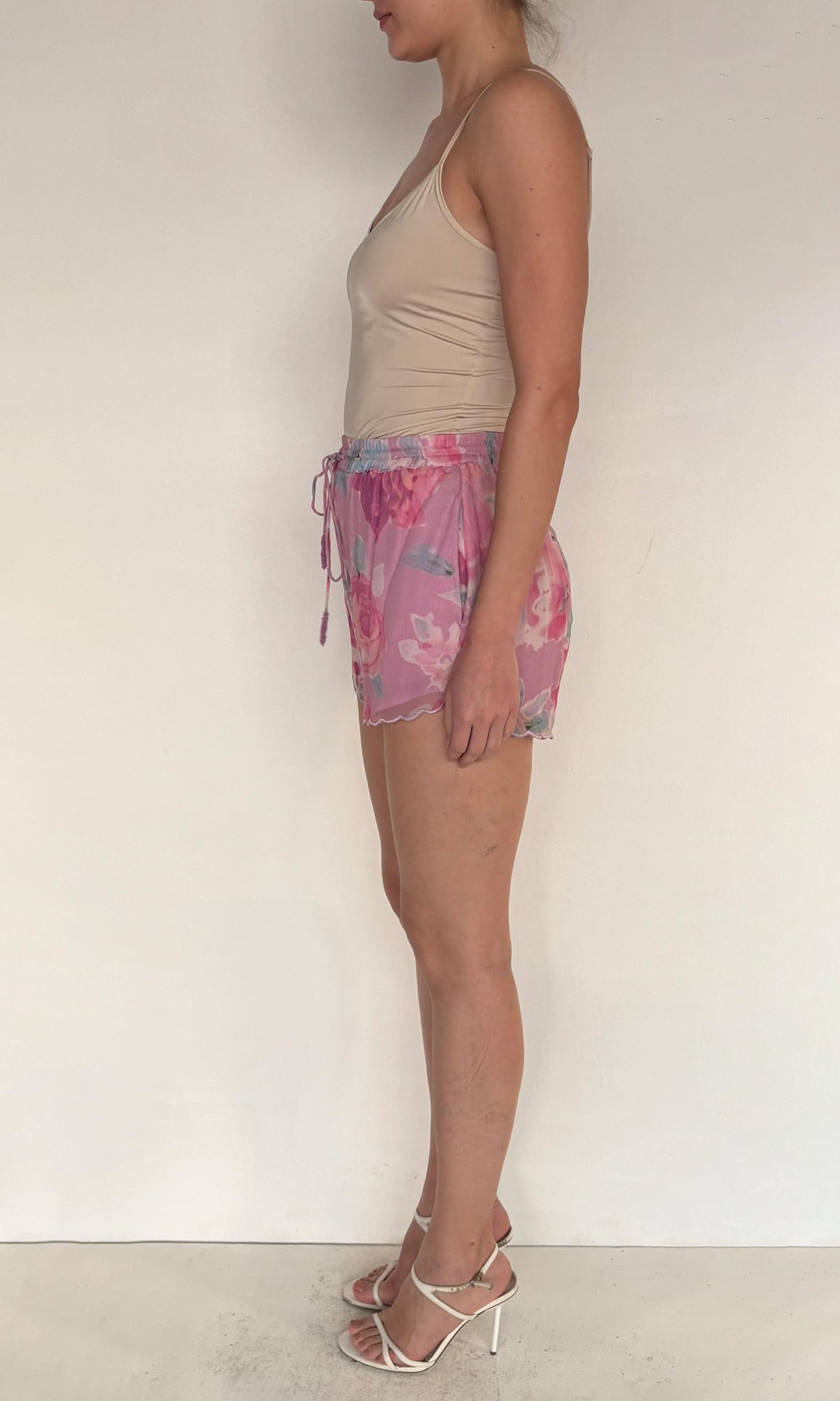 Rococo Sand | Davina Viscose Crinkle Chiffon Shorts | Pink