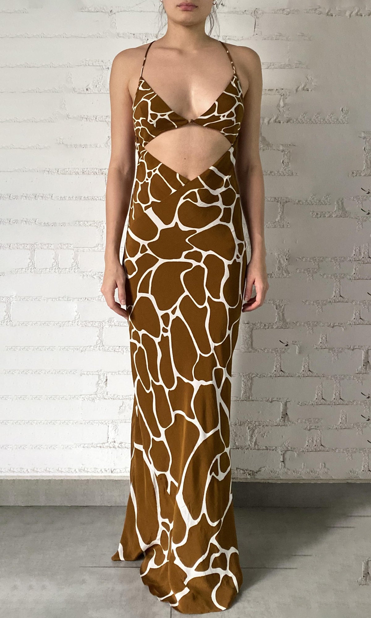 Rococo Sand | Fia Viscose Natural Crepe Maxi Dress | Brown
