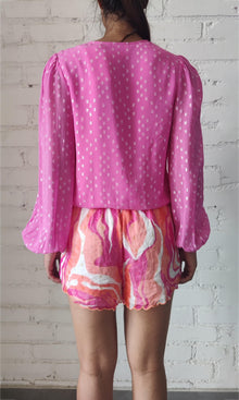 Womens | Fuchsia Viscose Georgtte Star Lurex Bodysuit | Pink