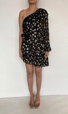 Rococo Sand | Inv Viscose Georgtte Star Lurex Short Dress | Black