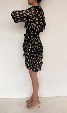 Rococo Sand | Inv Viscose Georgtte Star Lurex Short Dress | Black