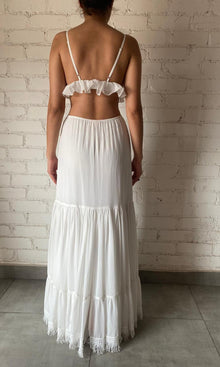 Rococo Sand | Inv Viscose Georgtte Bohemian-Style Cutout Maxi Dress | White