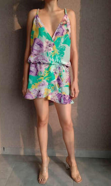 Womens | Ivy Tanish Crepe Short Dress | Butter Yellow/Lavender