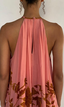 Rococo Sand | Mae Natural Crepe Halter Mini Dress | Peach