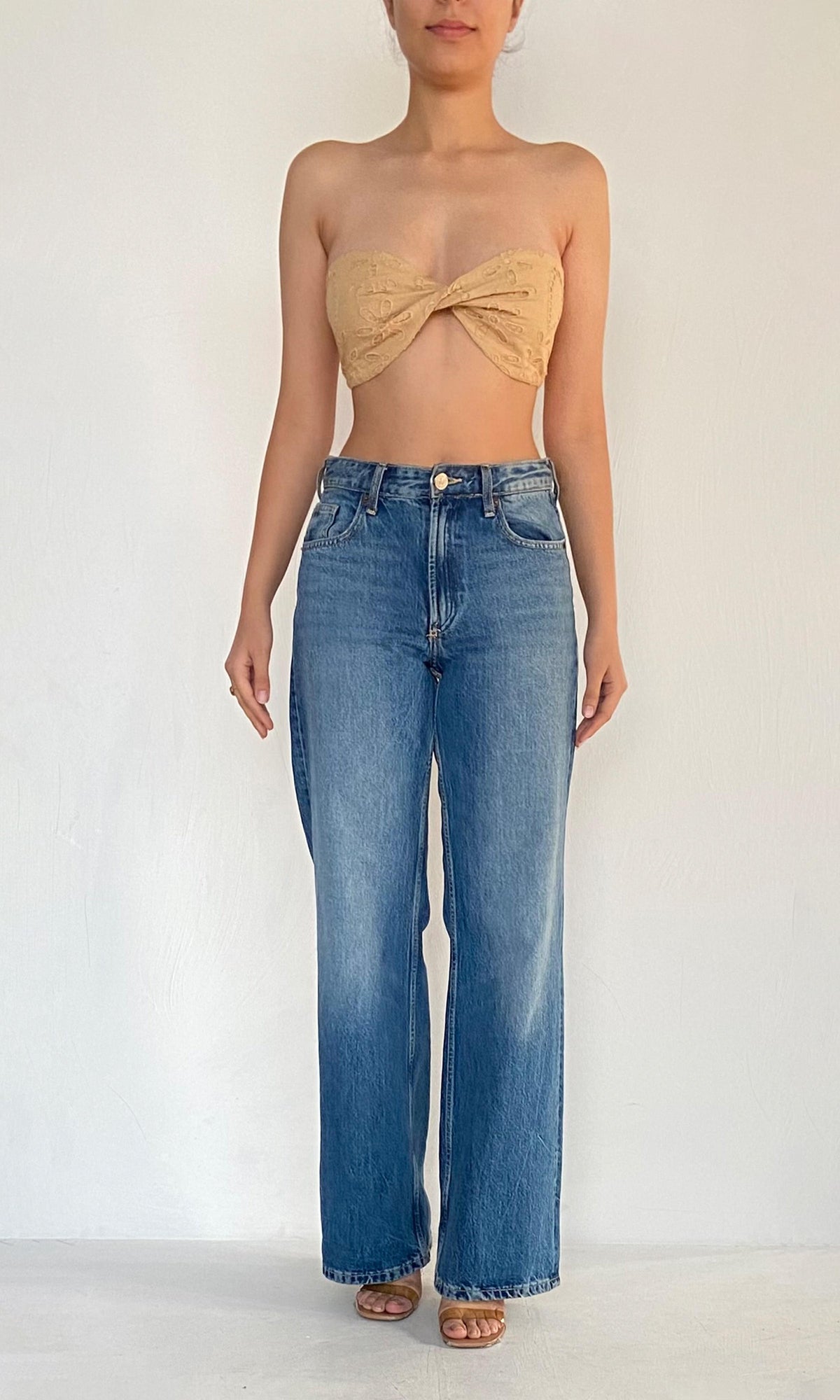 Womens | Moss Cotton Schiffli Bandeau | Nude