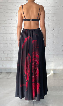 Rococo Sand | Naia Viscose Natural Crepe Maxi Dress | Black Red