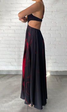 Rococo Sand | Naia Viscose Natural Crepe Maxi Dress | Black Red