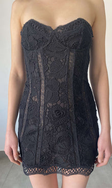 Womens | Paris Polyester Chemical Lace Short Dress | Black