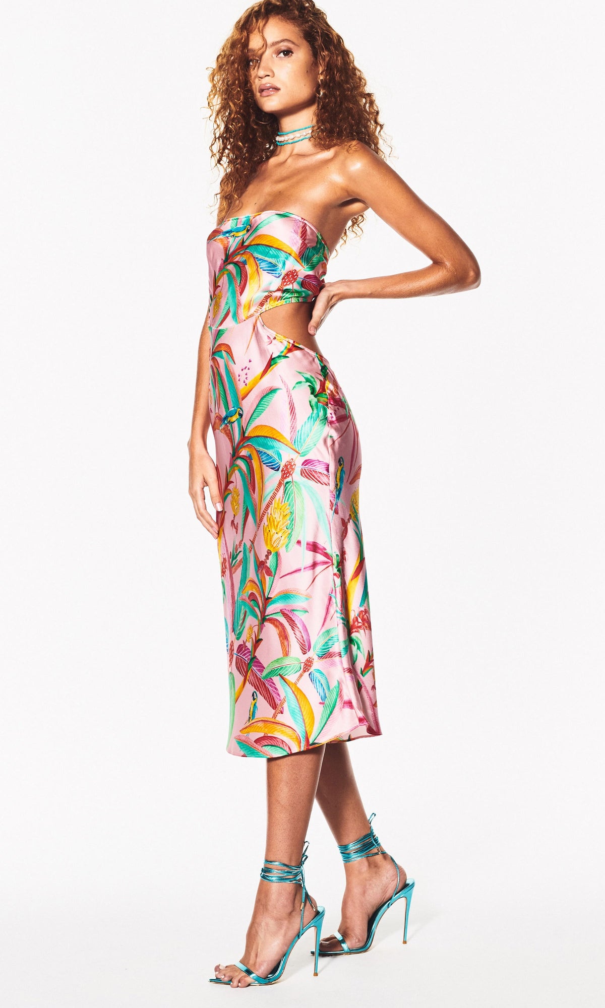 Rococo Sand | Rio Charmeuse Silk Short Dress | Pink Multi