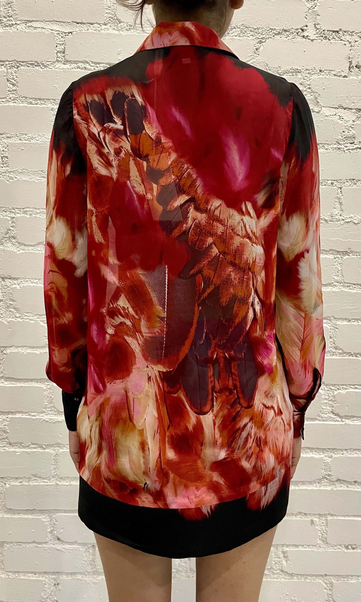 Womens | Shia Viscose Flat Chiffon Shirt | Black Pink Multi