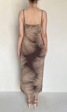 Rococo Sand | Taro Viscose Heavy Crepe Strappy Midi Dress | Brown