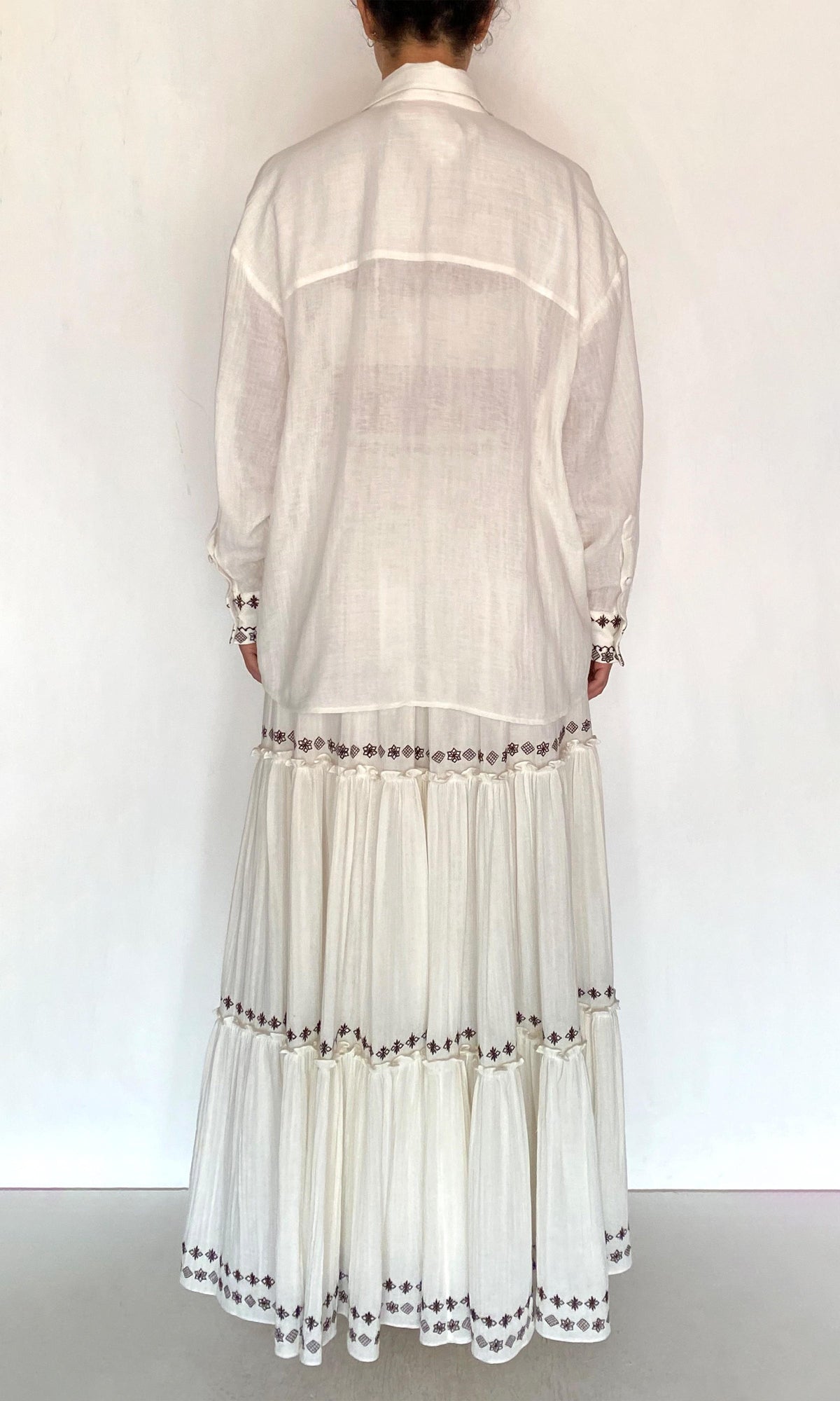 Rococo Sand | Taz Double Gauze Oversized Shirt | White