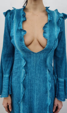 Womens | Vita Viscose Cotton Georgette Long Dress | Blue