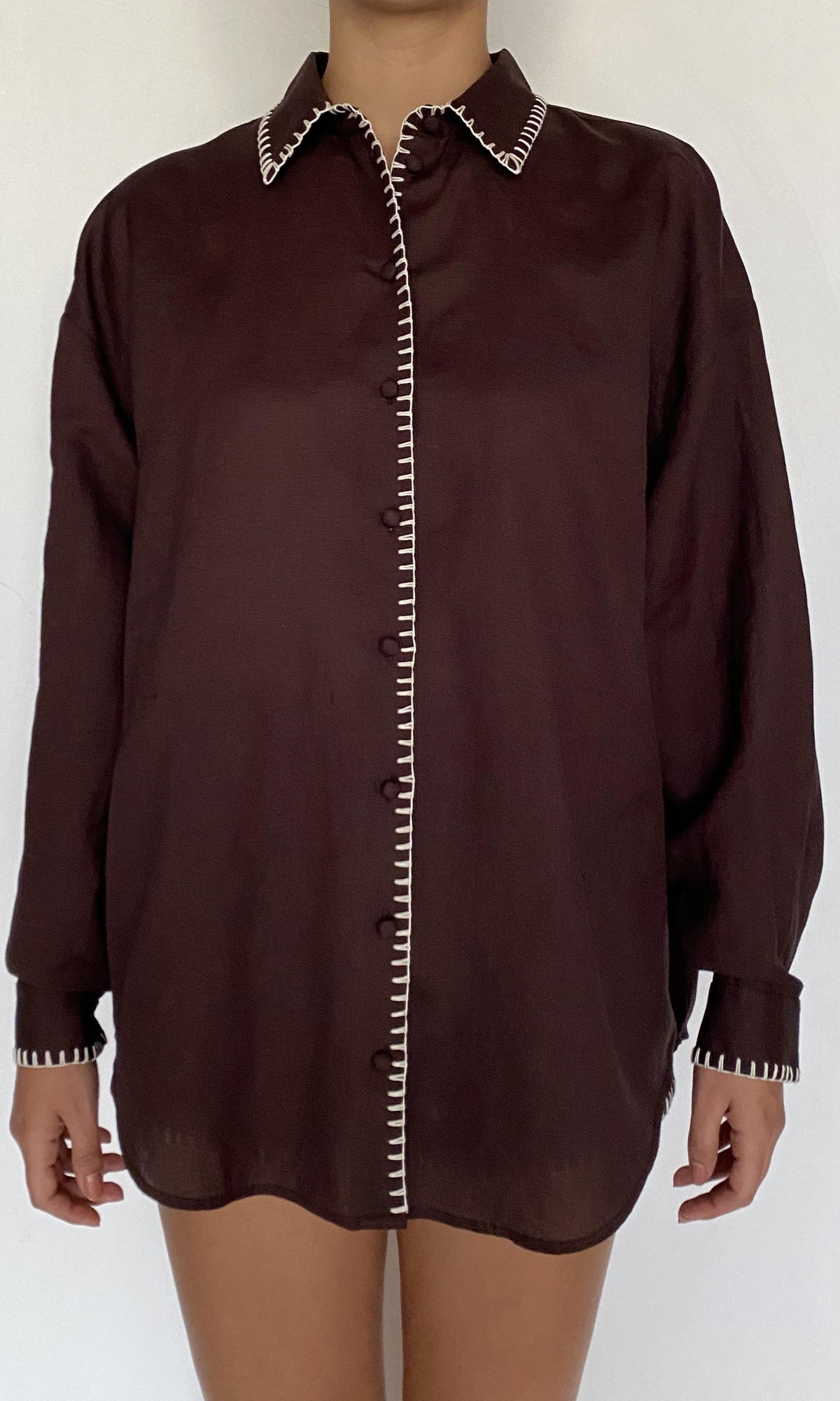 Rococo Sand | Zin Linen Cotton Oversized Shirt | Brown