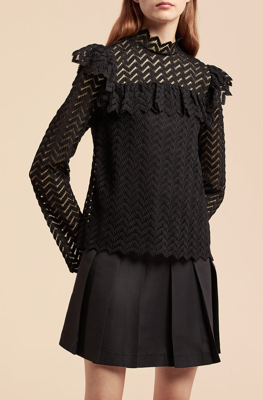 Chevron Lace Top | Black