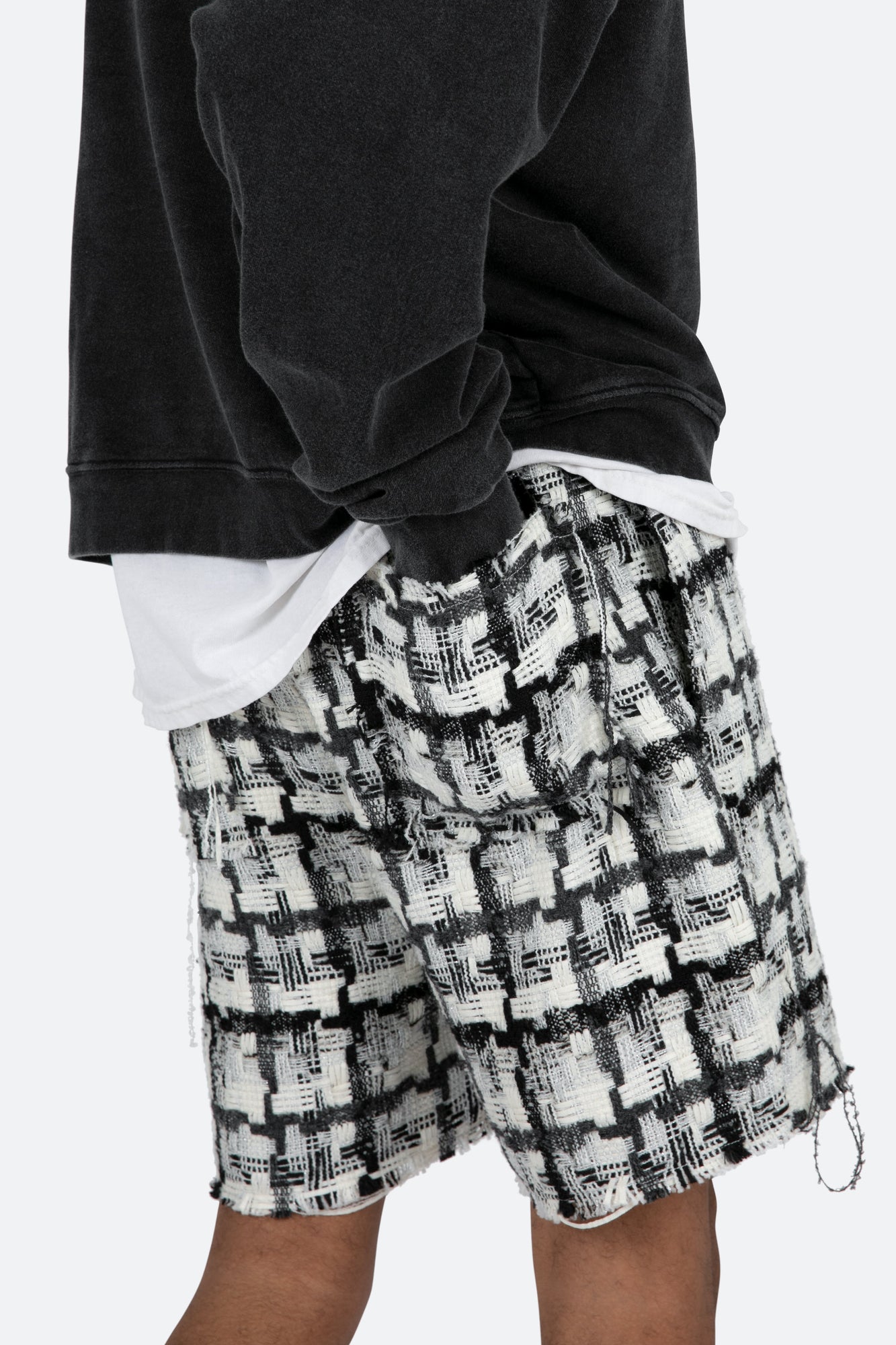 Raw Edge Shorts | Black/White