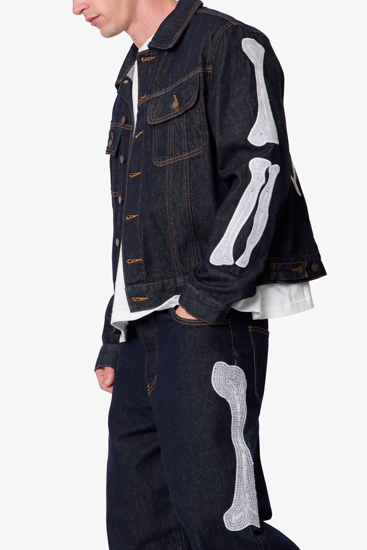 Raw Skeleton Trucker Jacket | Rinsed Indigo