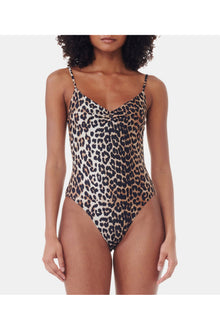 Recycled Printed V neck Swimsuit | Leopard