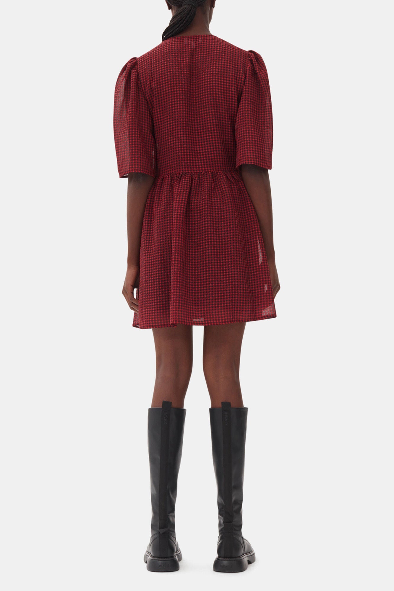 Red Sheer Tie String Wrap Dress | Winery