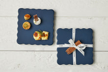 Square Scalloped Cheese Board with Cheese Markers | Navy Blue | Small