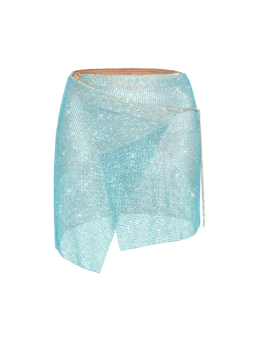 Rhinestoned Winona Skirt | Crystallised Cerulean