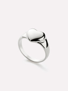 Rhodium Plated Stainless Steel Heart Valentines Day Love Pinky Promise Statement Rings For Women Ana Luisa Isla Silver