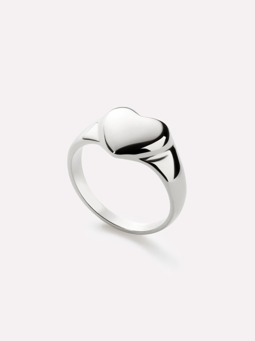 Rhodium Plated Stainless Steel Heart Valentines Day Love Pinky Promise Statement Rings For Women Ana Luisa Isla Silver
