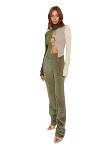 Womens | Corduroy Ruched Woven Leggings | Deep Sage