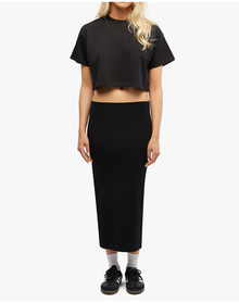 Rib Midi Skirt | Black