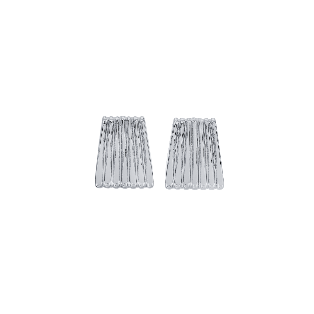 Ribbed Statement Earrings | Silver Plated