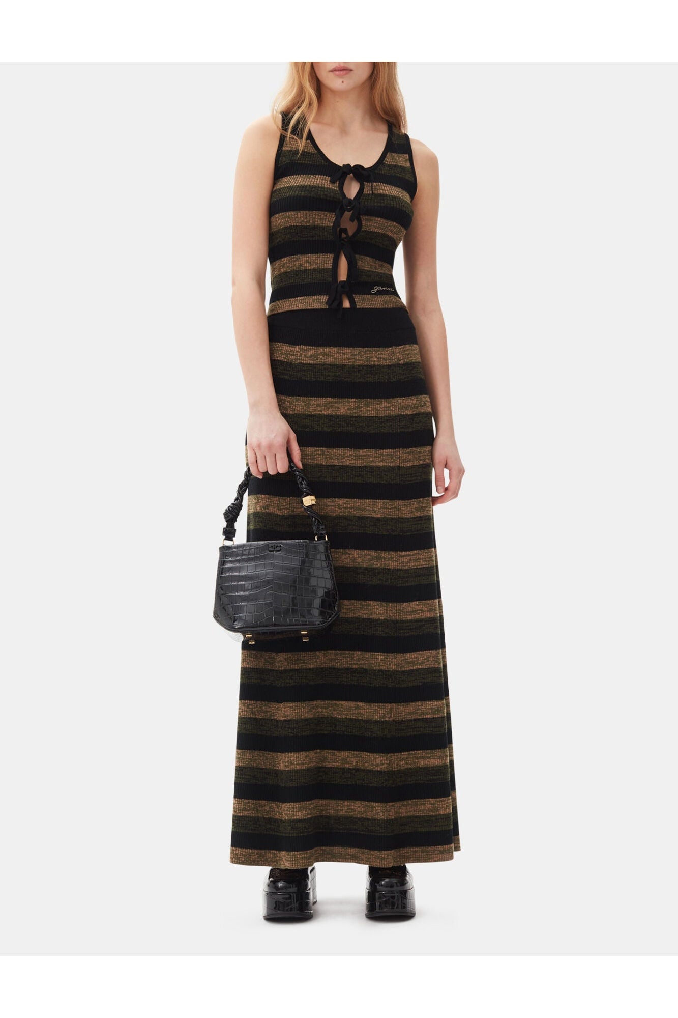 Ribbed Merino Maxi Skirt | Multicolour