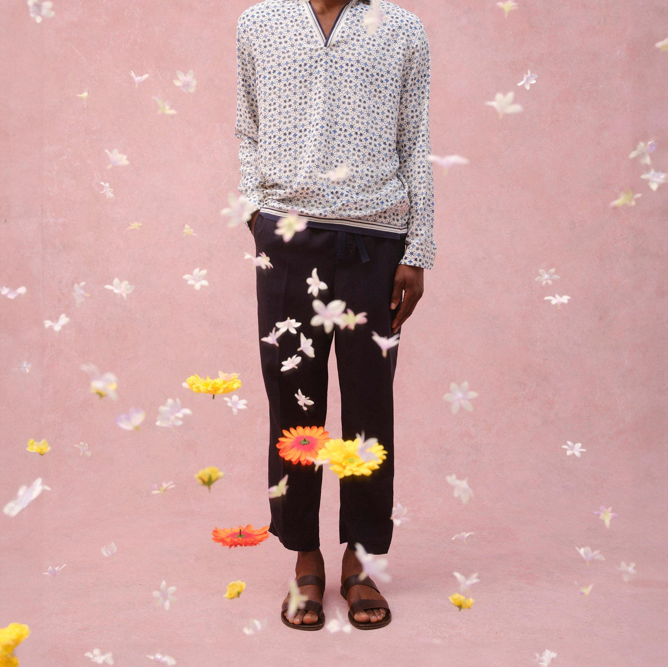 Ridley Fiore Print Relaxed Fit Resort Placket Overhead Shirt | Cashew