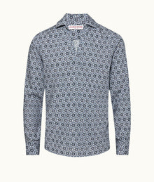 Ridley Roseate Print Relaxed Fit Overhead Shirt | Azul Blue