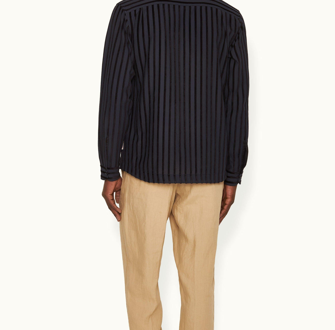 Ridley Tonal Chenille Stripe Relaxed Fit Overhead Shirt | Night Iris