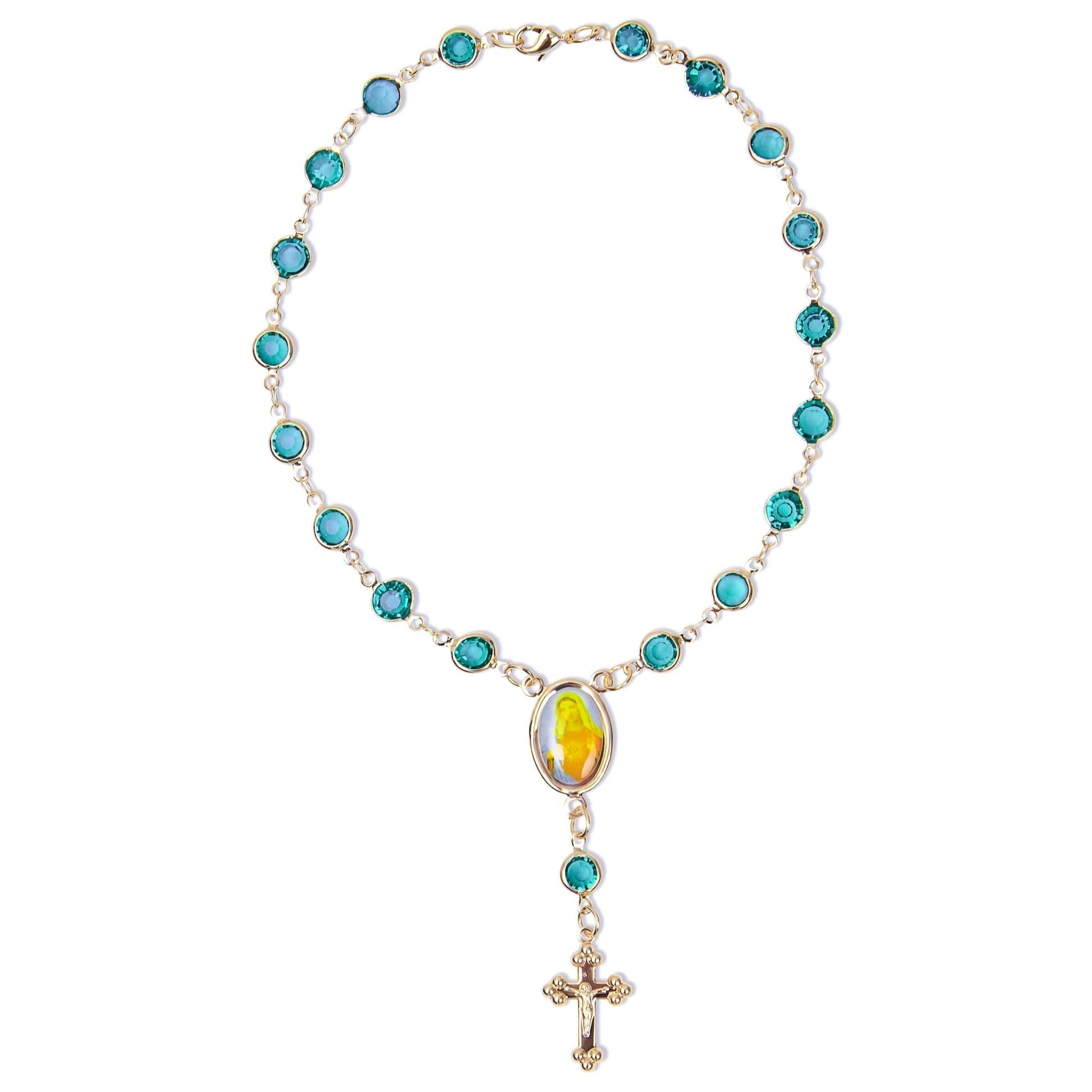 The Aqua Marine Rosary Anklet | Gold filled 18KT Gold Vermeil