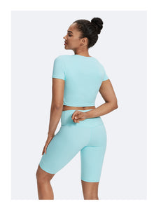 Round Neck Crop Top | Arctic Blue