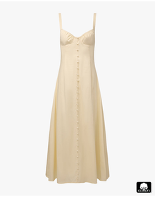 Ruched Cup Button Midi Dress | Ivory