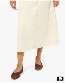 Ruched Cup Button Midi Dress | Ivory